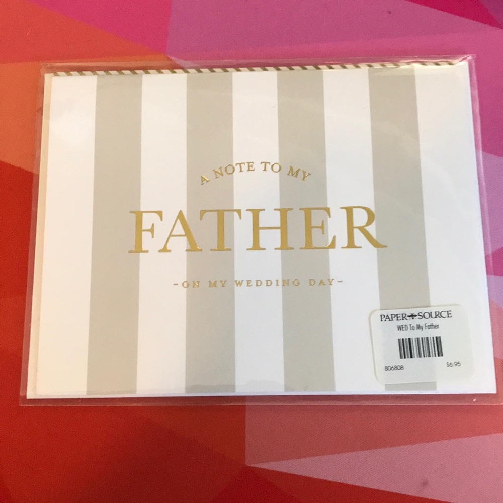 A note to my father on my wedding day card